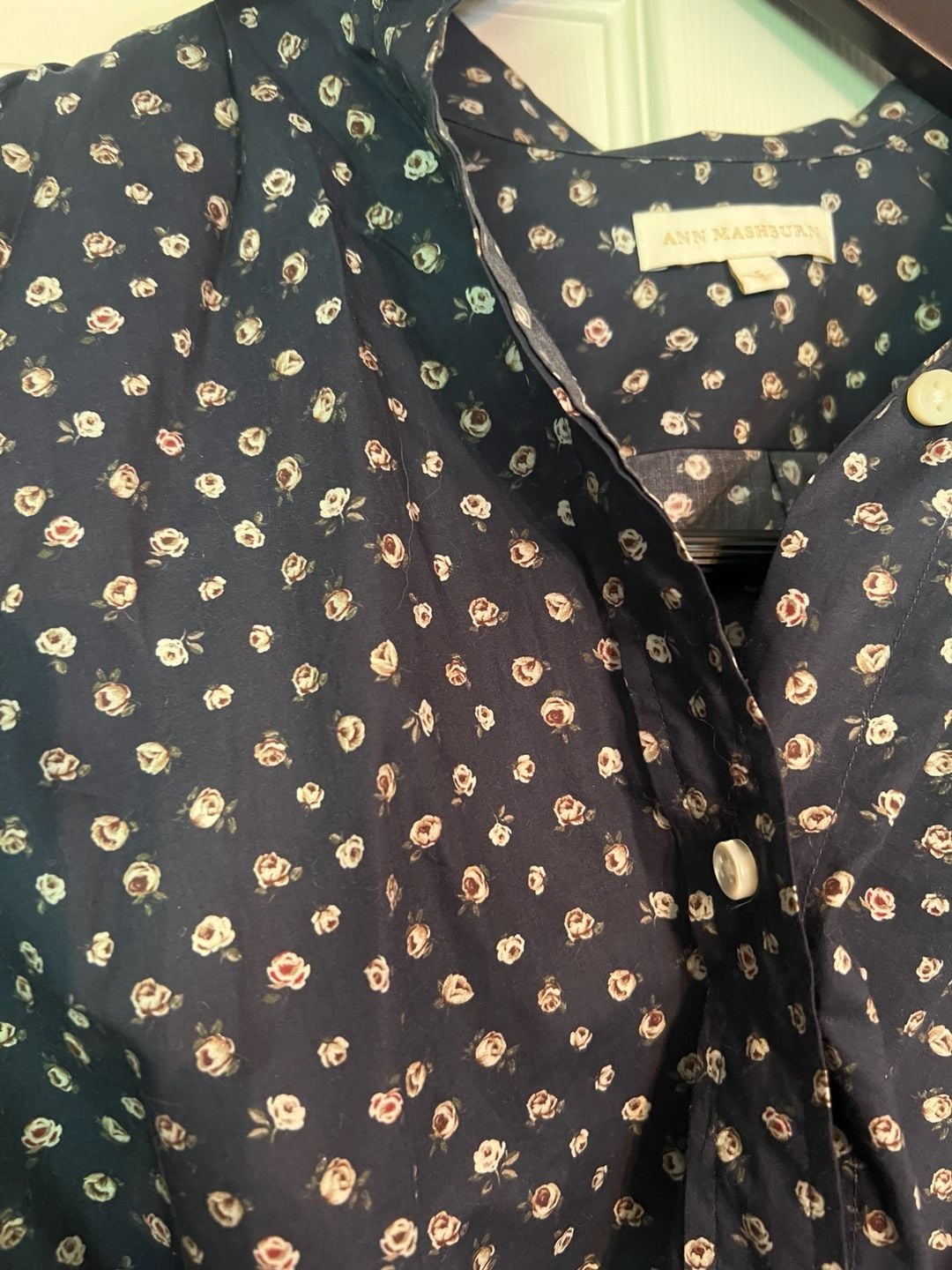 Ann Mashburn Tie Tunic Size S Blue Floral Poplin 4