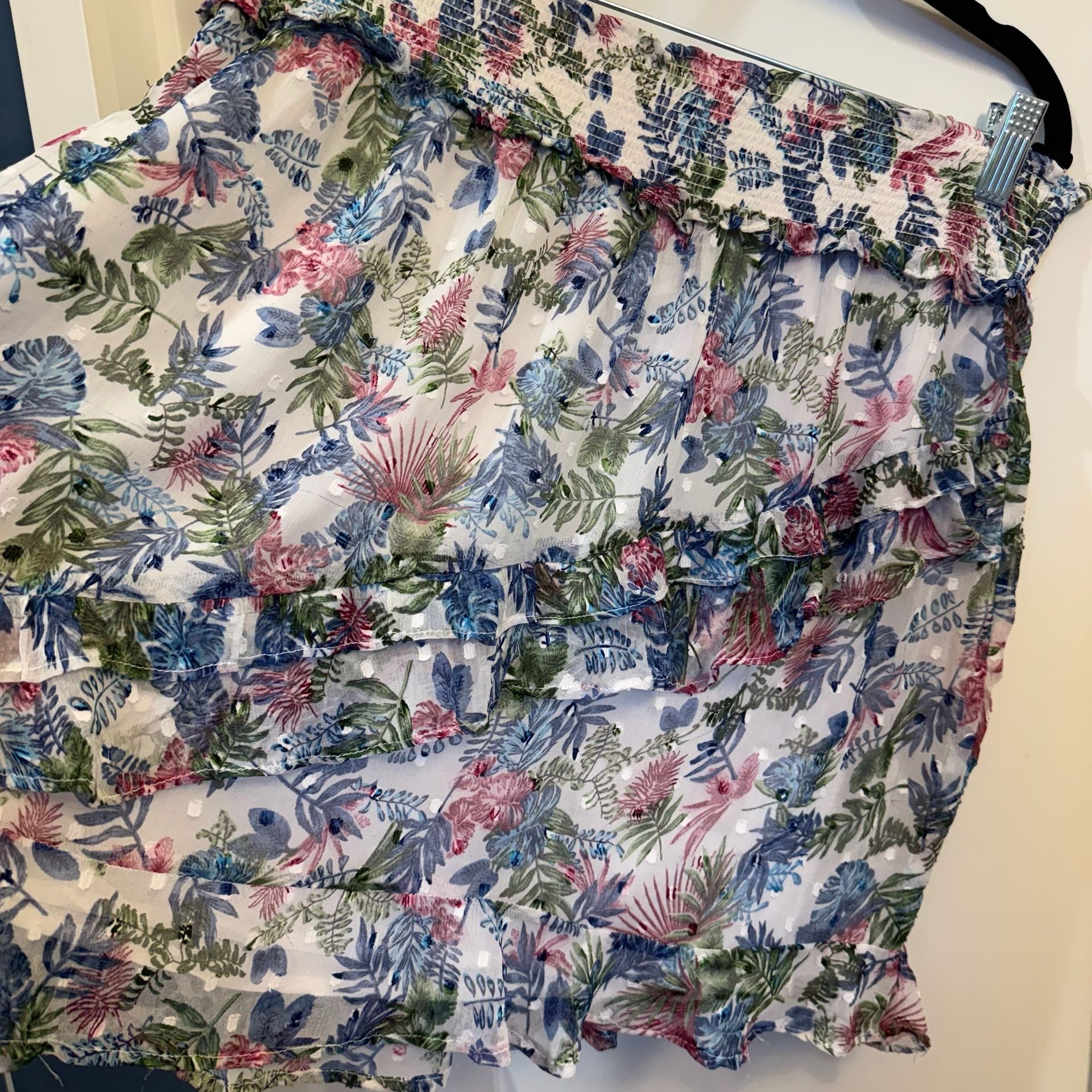 Walter Baker Ruffle Mini Skirt Size XL Floral 2