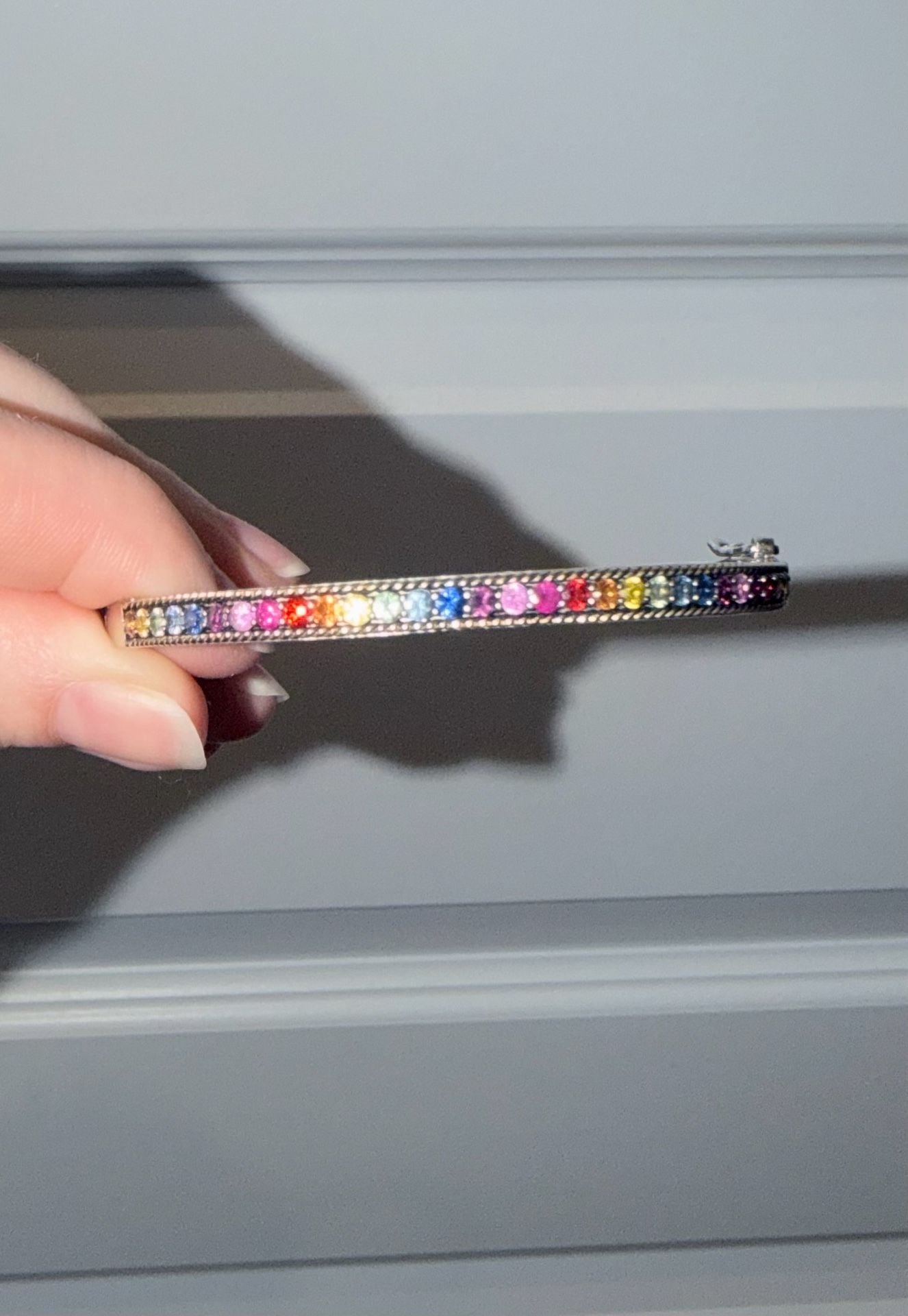 R.H. Macy & Co. Fine Jewelry Rainbow Crystal Bangle Bracelet 5