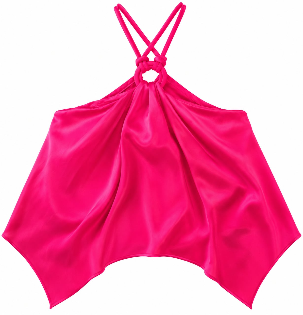 Satin Pleated Puff Hem Crop Top – , 2
