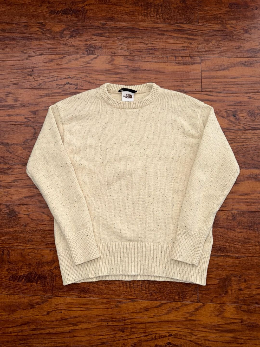 The North Face Women's Cream Wool Blend Speckled Crewneck Sweater 2