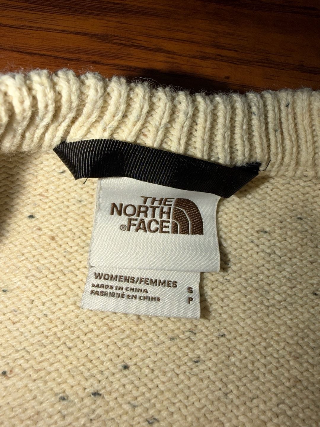 The North Face Women's Cream Wool Blend Speckled Crewneck Sweater 8