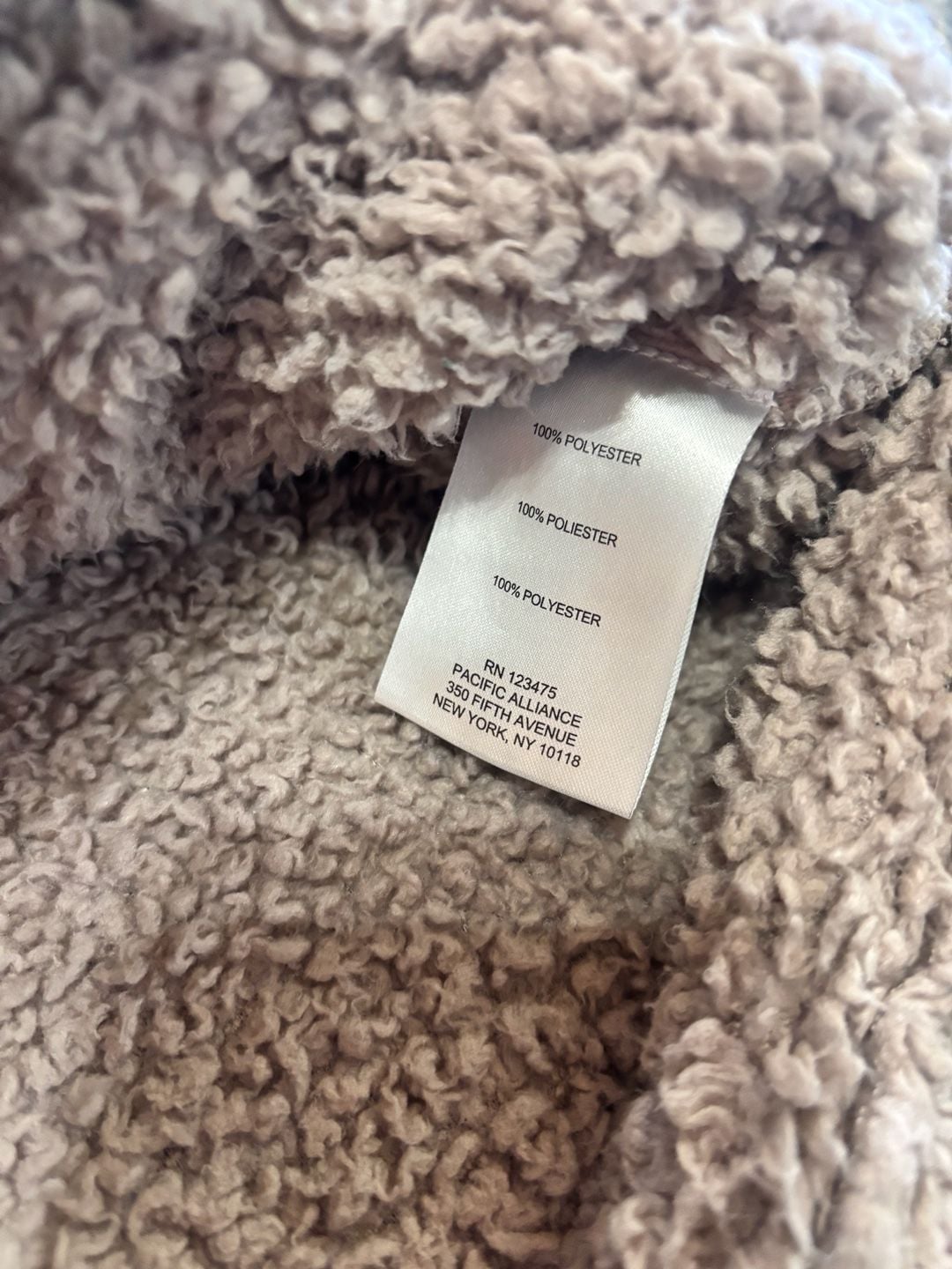 Jones New York Sherpa Pullover Size L Gray Fleece mock neck 3