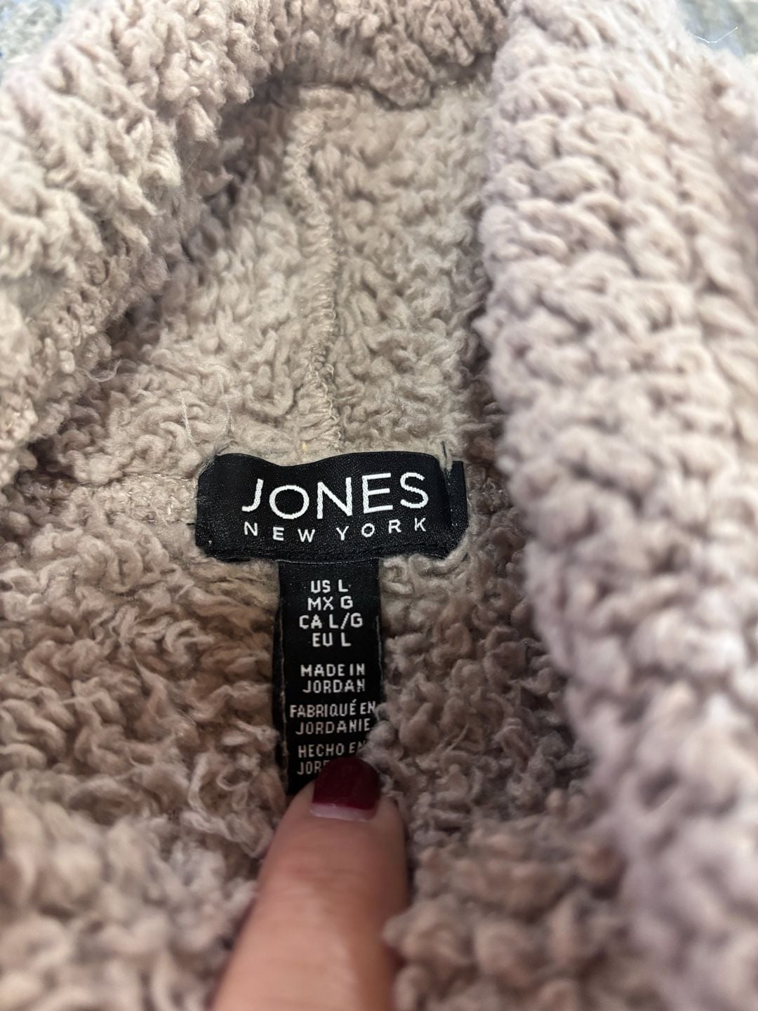 Jones New York Sherpa Pullover Size L Gray Fleece mock neck 4