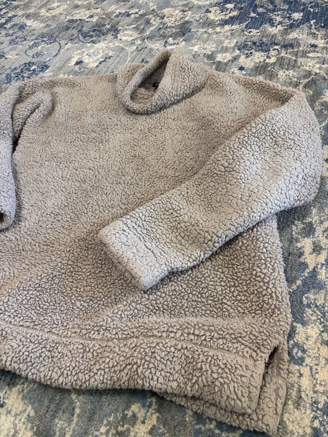 Jones New York Sherpa Pullover Size L Gray Fleece mock neck 5