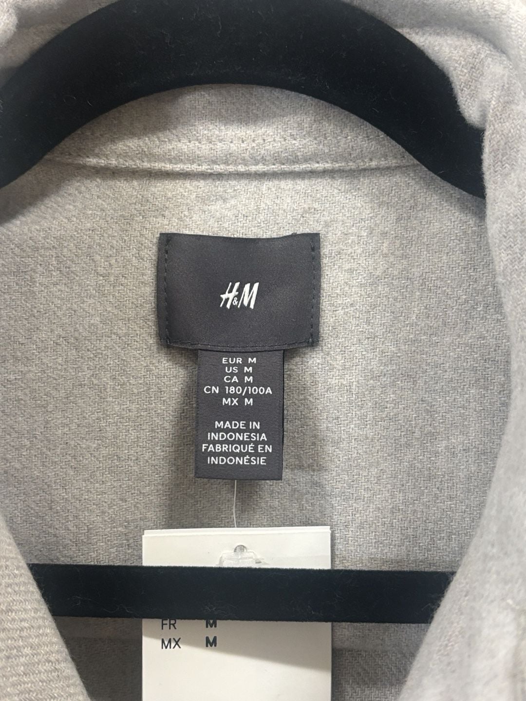 H&M Regular Fit Felted Overshirt Grey Button-Up Shacket Sz M 4