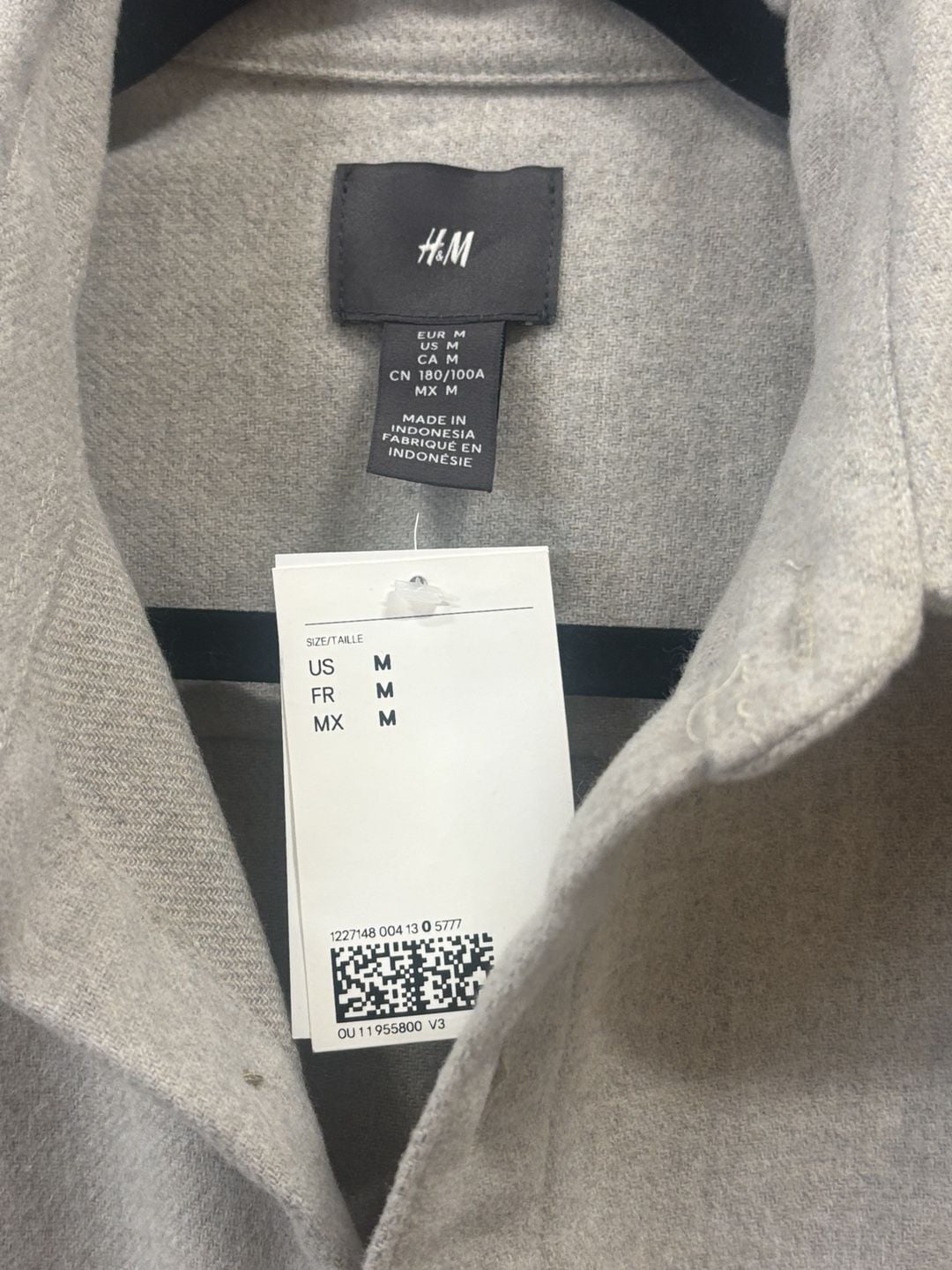 H&M Regular Fit Felted Overshirt Grey Button-Up Shacket Sz M 5