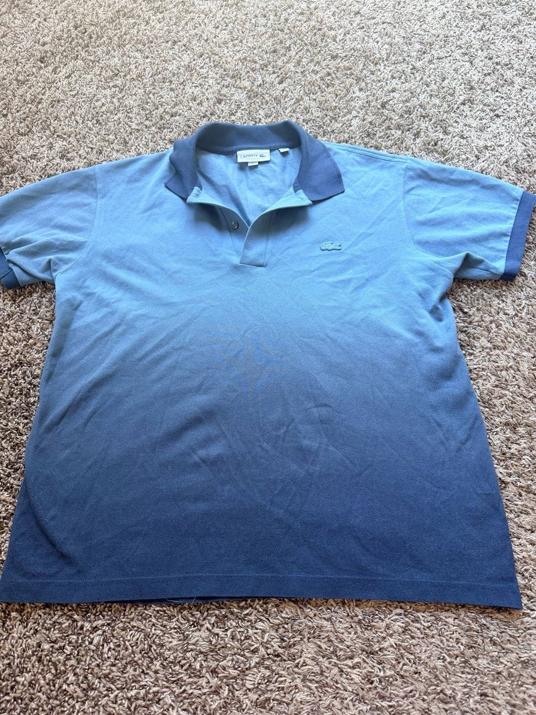 Lacoste Ombre Polo Shirt US M Blue Cotton Classic Fit 2