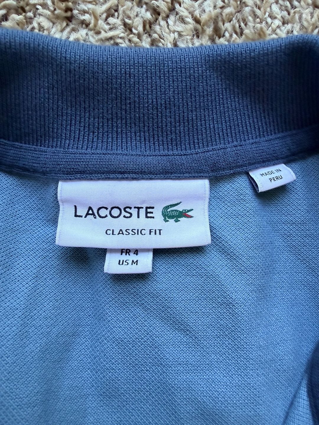 Lacoste Ombre Polo Shirt US M Blue Cotton Classic Fit 5