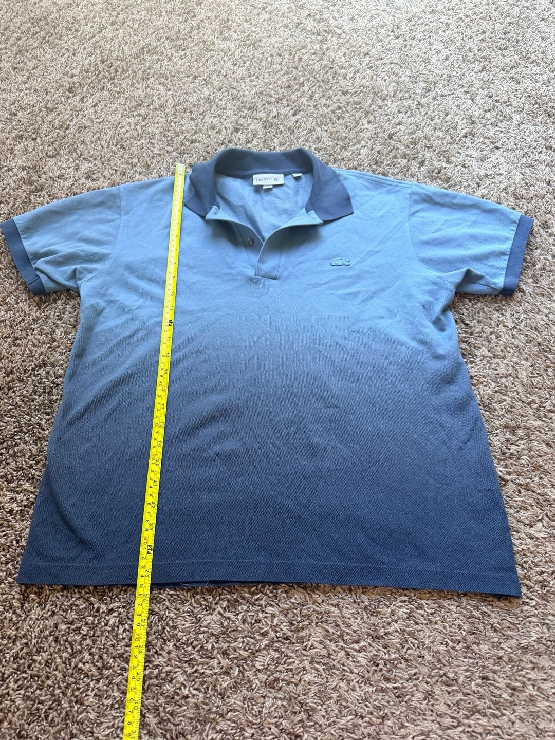 Lacoste Ombre Polo Shirt US M Blue Cotton Classic Fit 4