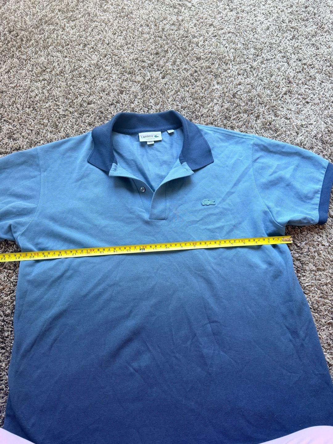 Lacoste Ombre Polo Shirt US M Blue Cotton Classic Fit 7