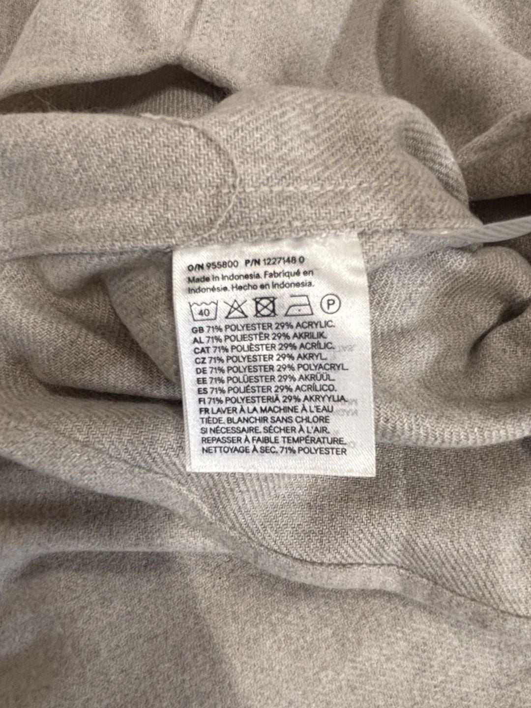 H&M Regular Fit Felted Overshirt Grey Button-Up Shacket Sz M 10