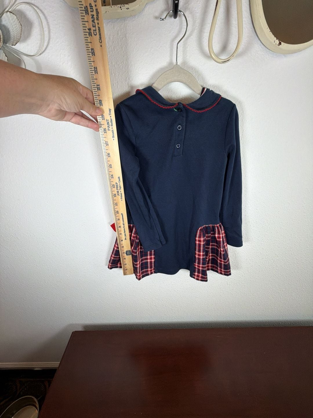 Tommy Hilfiger Dress Size 5 Navy Blue Plaid Bows Sailor Collar 7