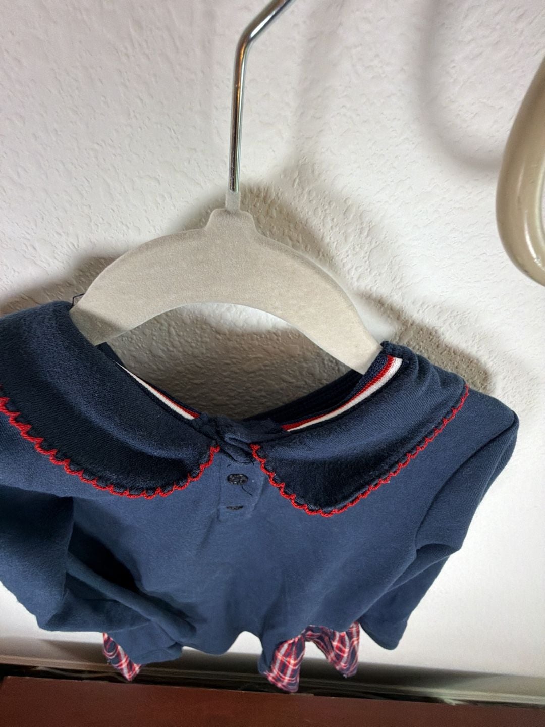 Tommy Hilfiger Dress Size 5 Navy Blue Plaid Bows Sailor Collar 9