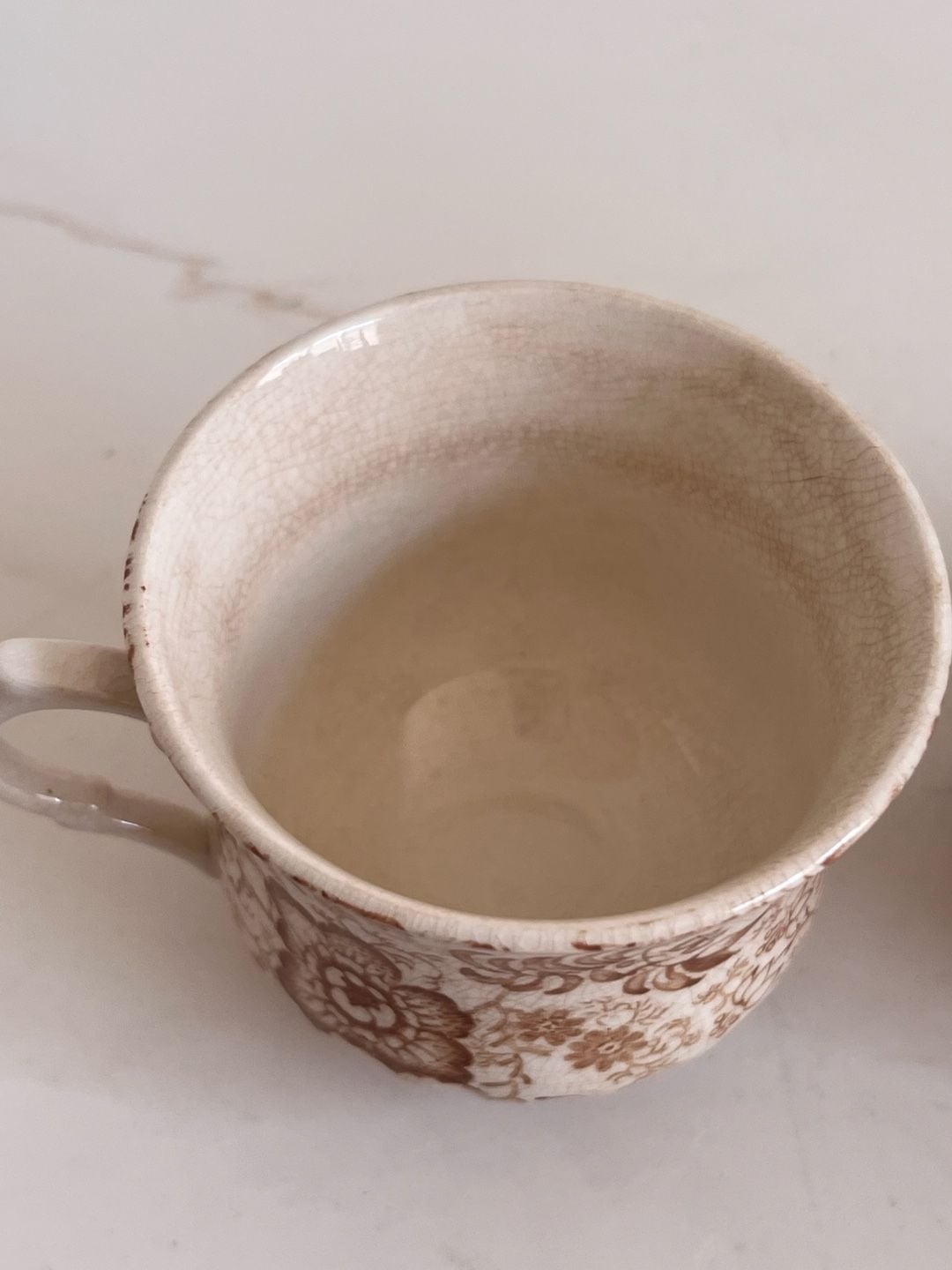 James Kent Old Foley Staffordshire Brown Transferware Tea Cup Pair 3