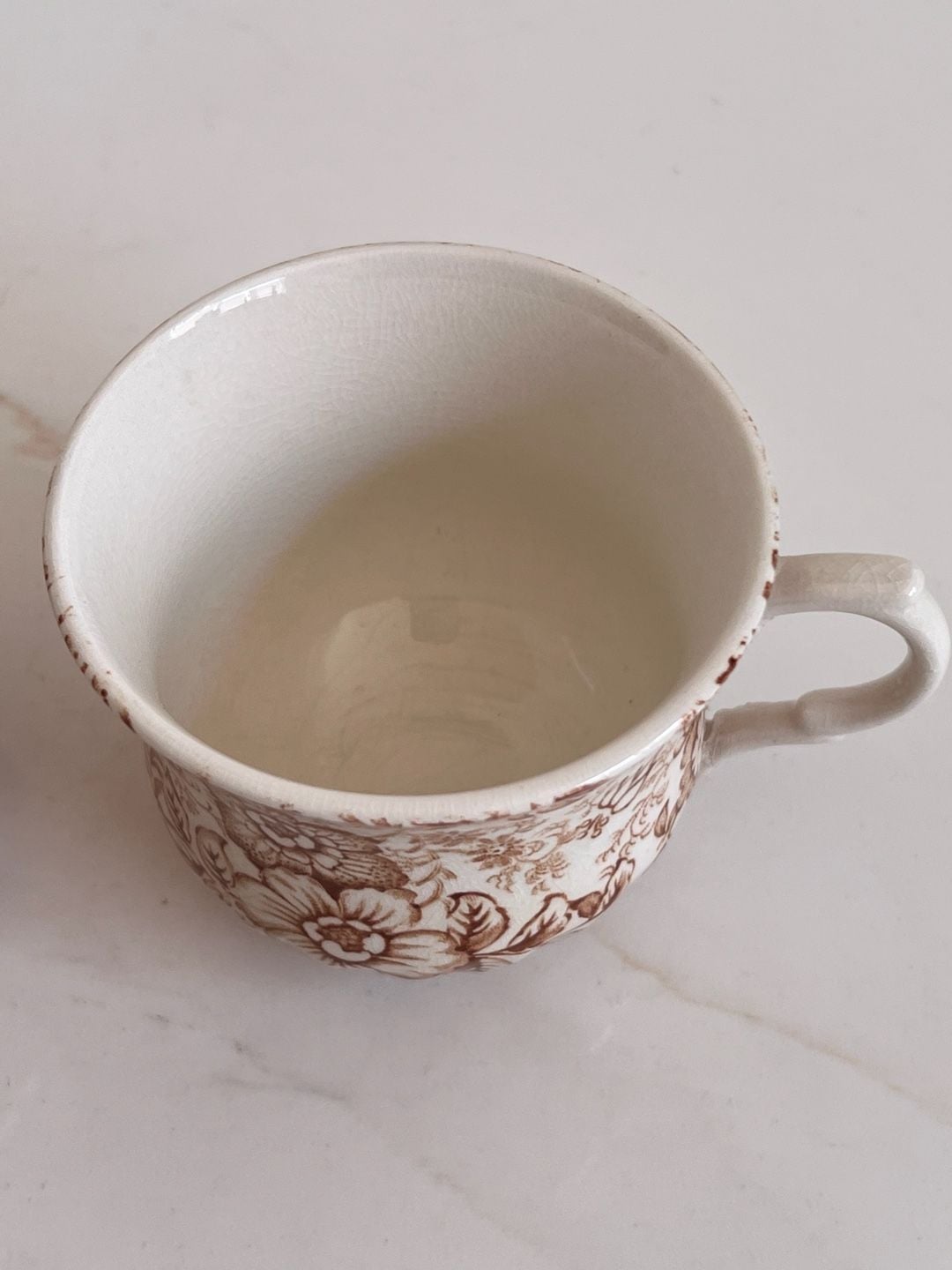 James Kent Old Foley Staffordshire Brown Transferware Tea Cup Pair 4