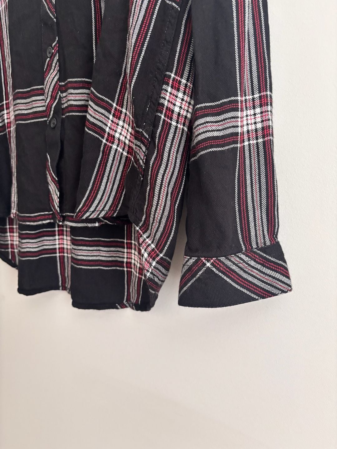 Beachlunchlounge Plaid Button Down Shirt Black Red White 5