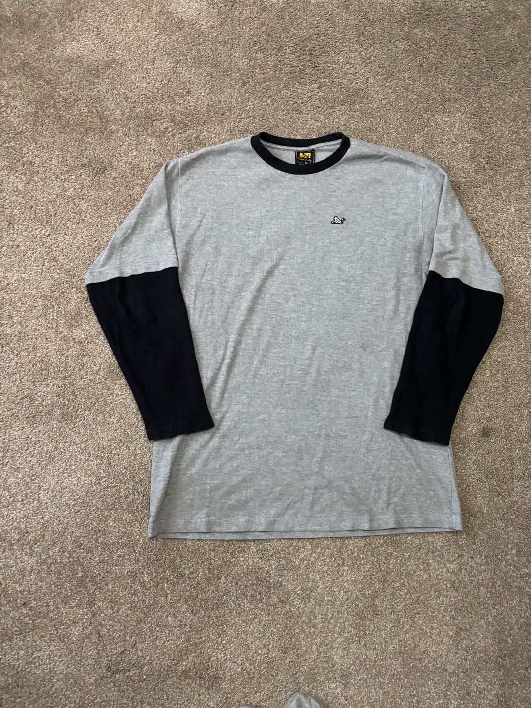 Early 2000s Paul Frank Long Sleeve Thermal Shirt Size XL Gray Black Waffle Knit 2