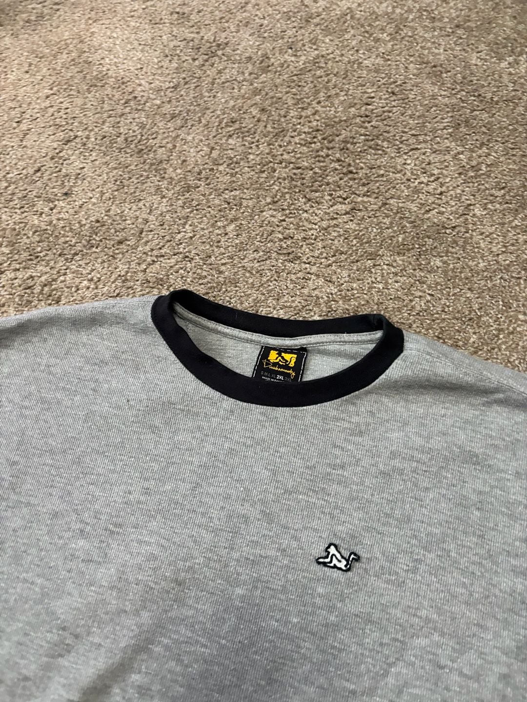 Early 2000s Paul Frank Long Sleeve Thermal Shirt Size XL Gray Black Waffle Knit 5