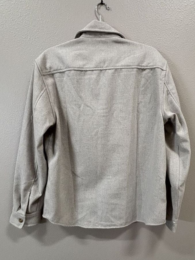 H&M Regular Fit Felted Overshirt Grey Button-Up Shacket Sz M 9