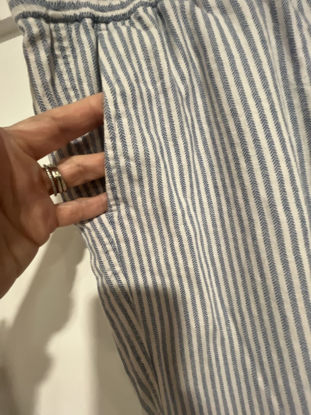 Ann Taylor Factory Striped Linen Blend Pants Blue White 4