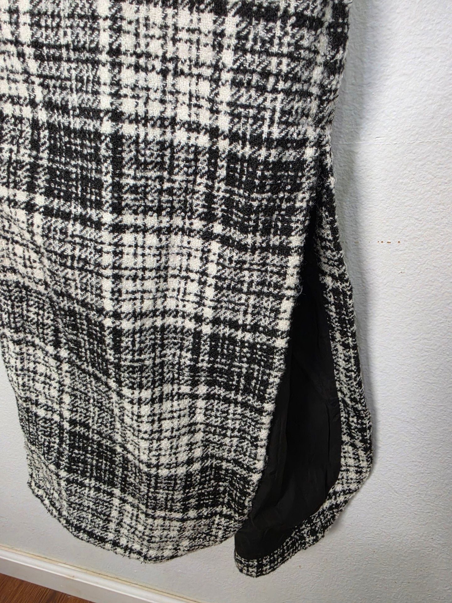 LBLCThe Label Hayley Long Belted Plaid Jacket Small Black White Revolve 7