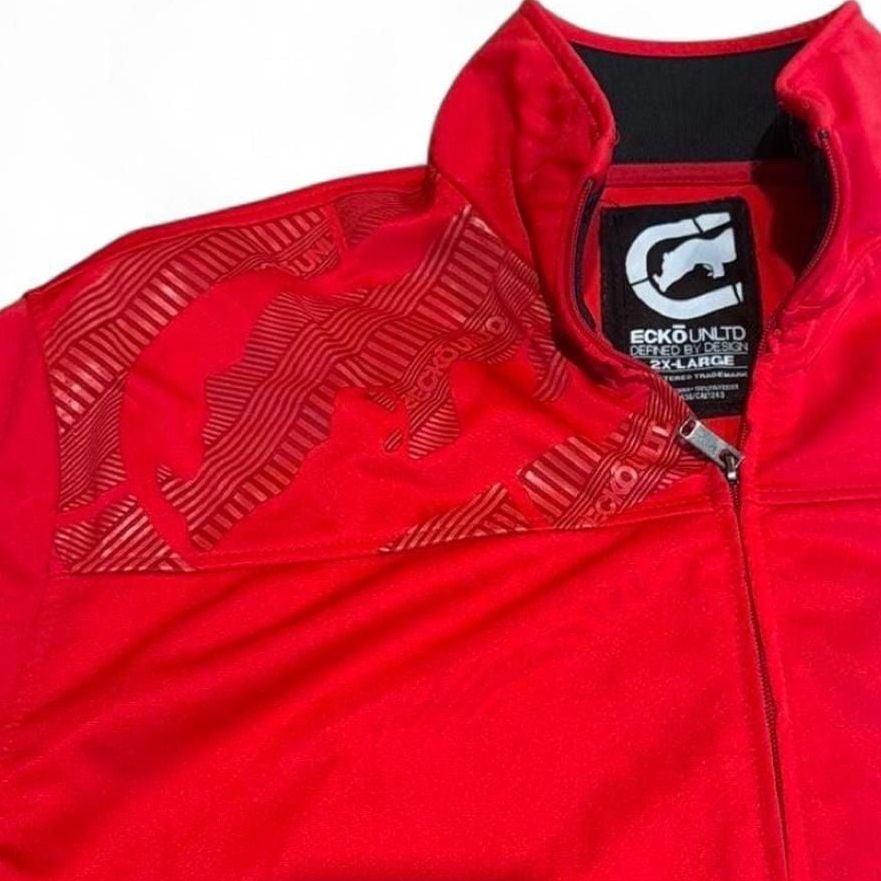 Vintage Y2K Ecko Unld. Red Track Jacket / Full-Zip Sweatshirt (Size 2X-Large) 5