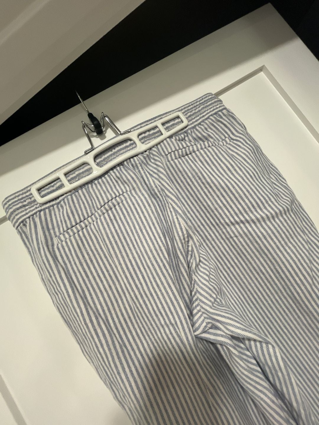 Ann Taylor Factory Striped Linen Blend Pants Blue White 7