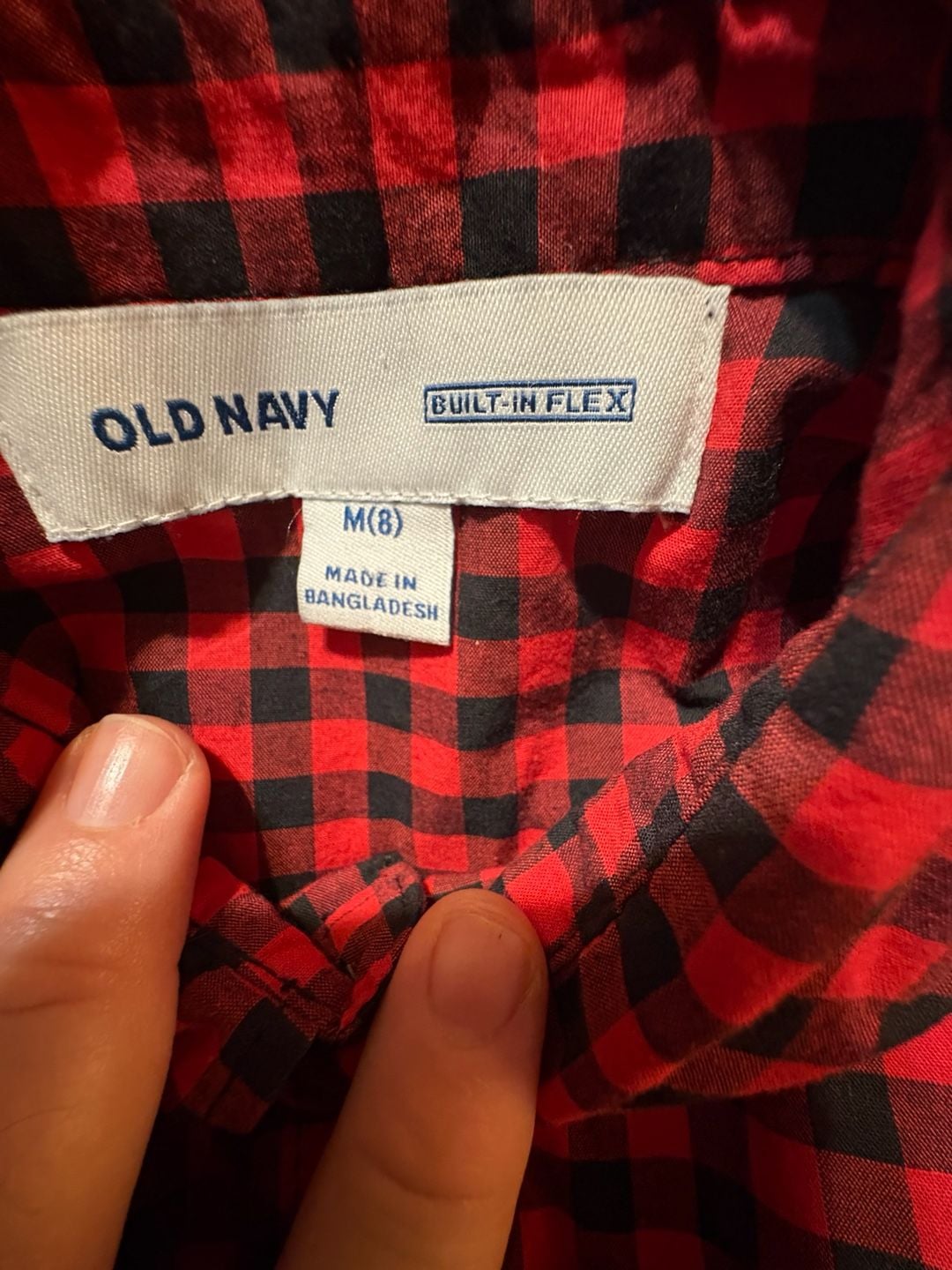 Old Navy Long Sleeve Button Down Shirt Size M (8) Red Black Plaid 3