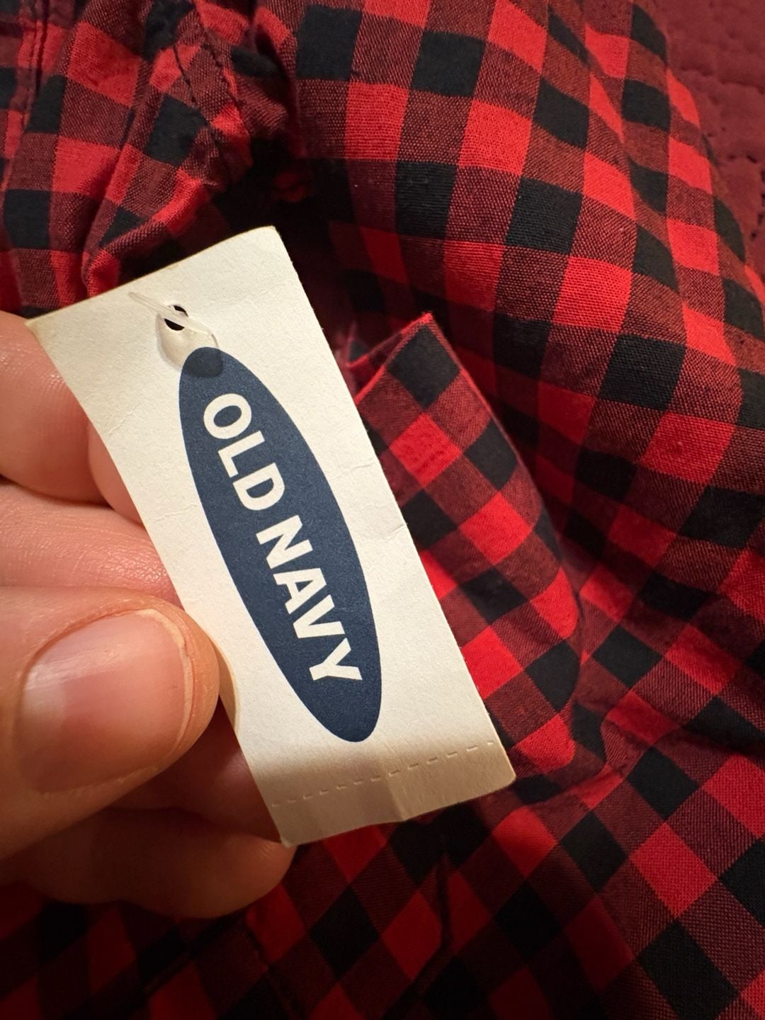 Old Navy Long Sleeve Button Down Shirt Size M (8) Red Black Plaid 5