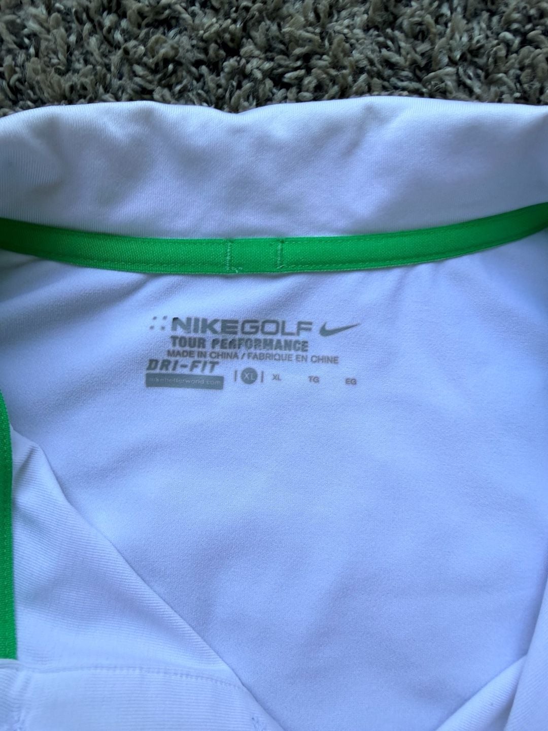 Nike Golf Tour Performance Polo Shirt Size XL White Blue Green Striped Dri-Fit 3