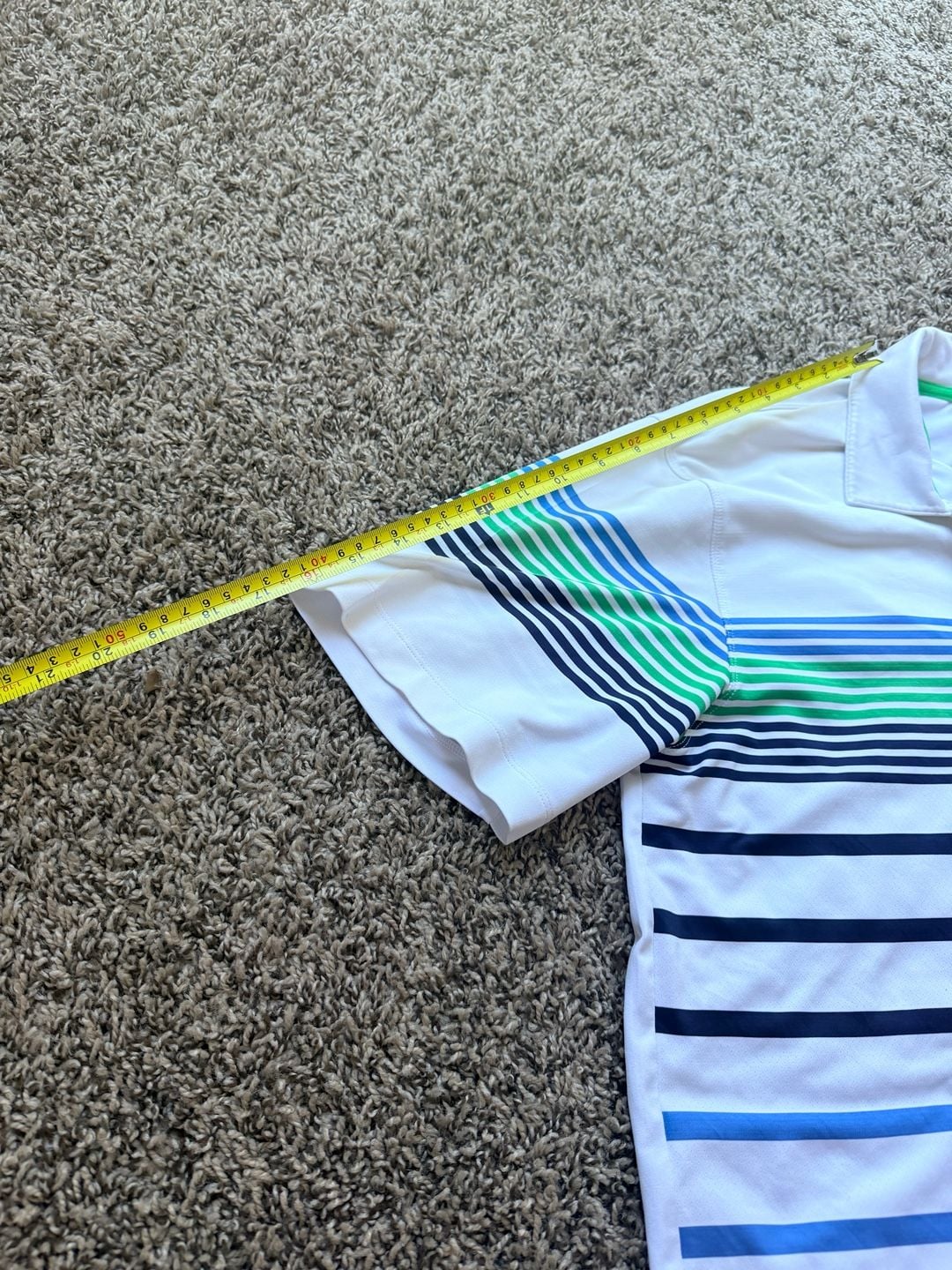 Nike Golf Tour Performance Polo Shirt Size XL White Blue Green Striped Dri-Fit 6