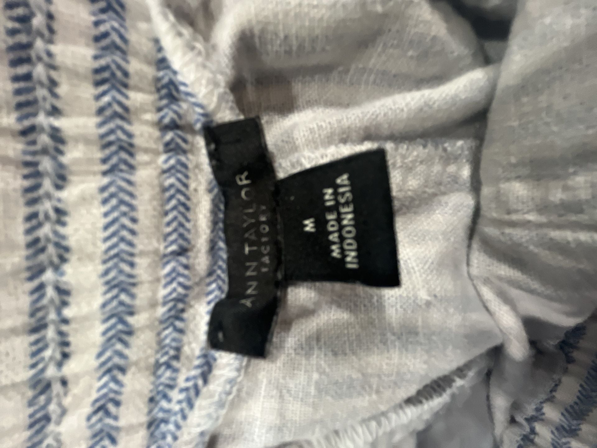 Ann Taylor Factory Striped Linen Blend Pants Blue White 8