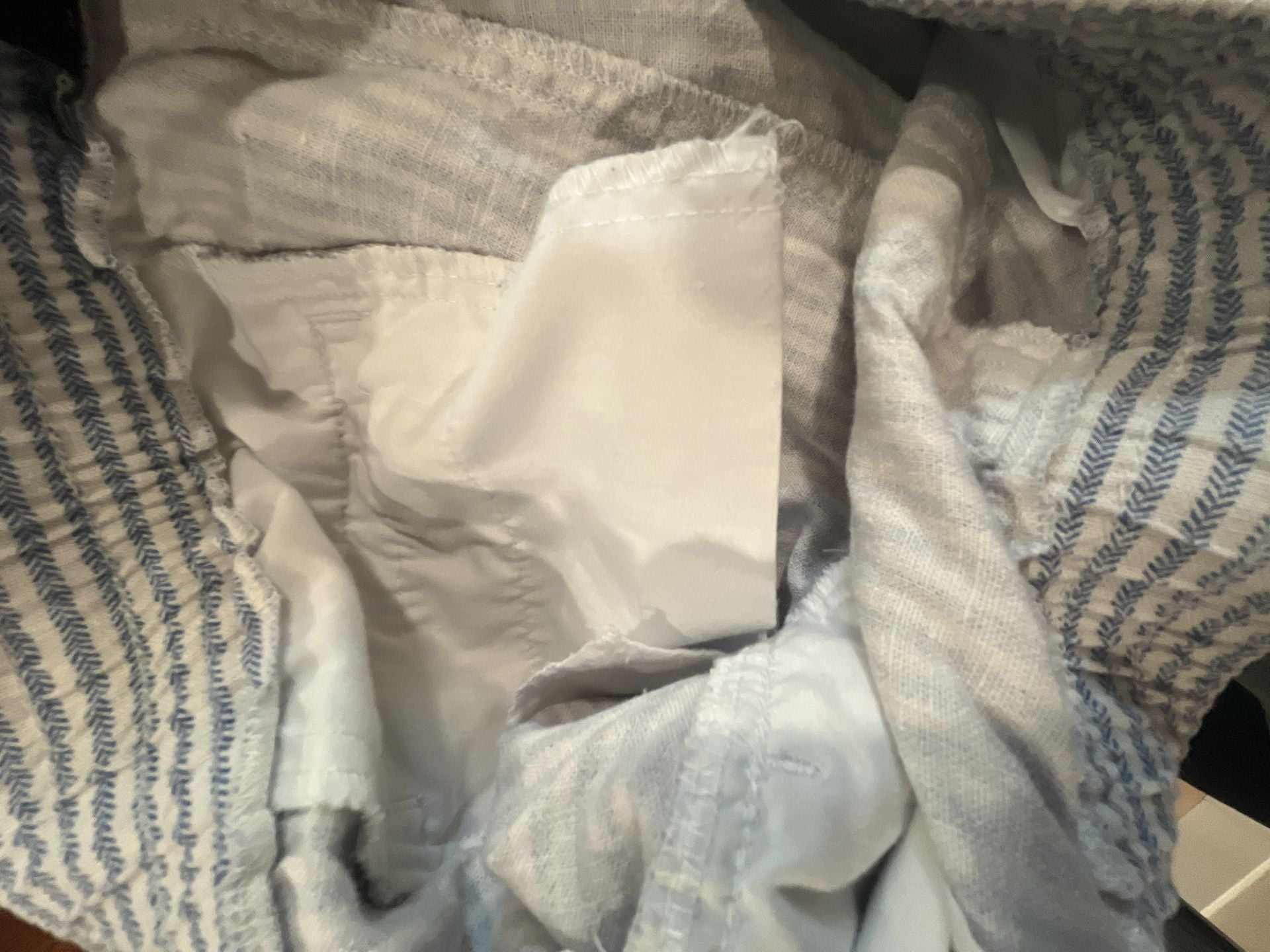 Ann Taylor Factory Striped Linen Blend Pants Blue White 10