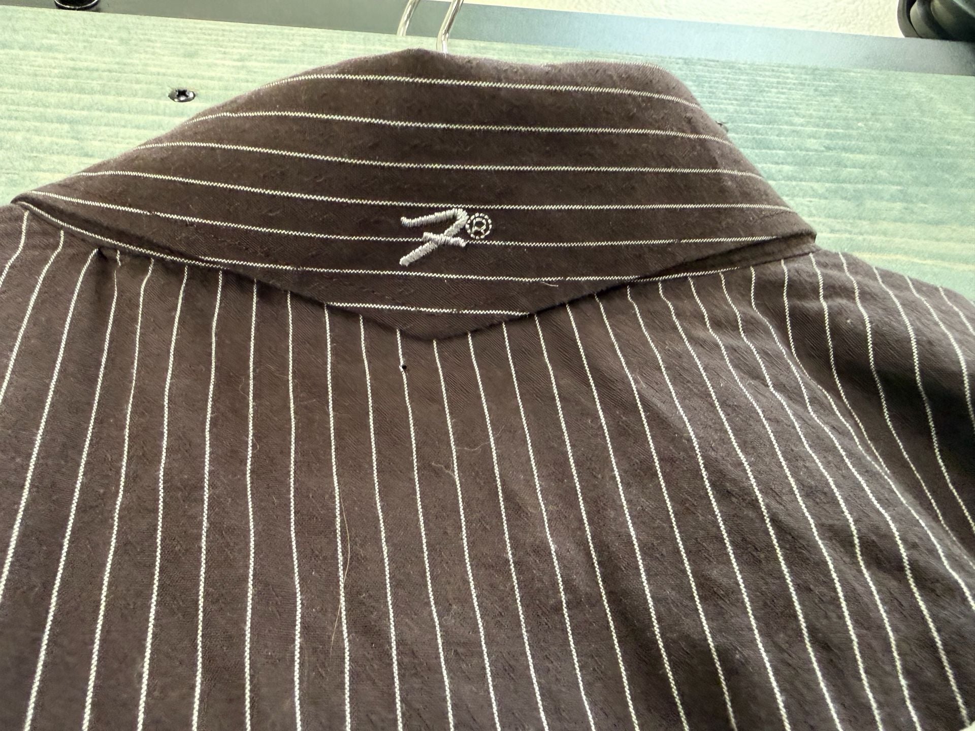 Fender Telecaster Graphic Striped Button Down Brown Shirt 4