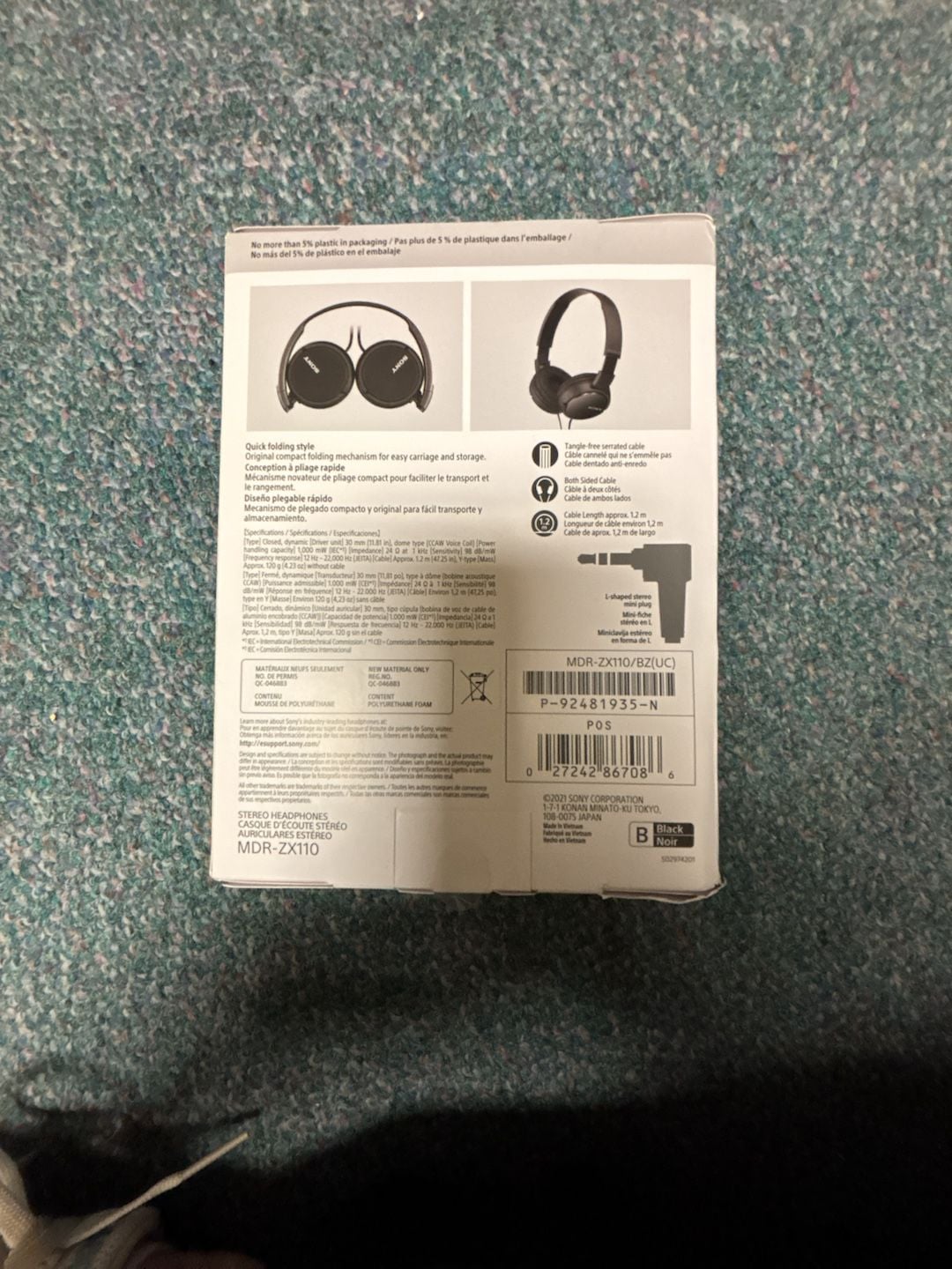Sony MDR-ZX110 Stereo Headphones Black 2