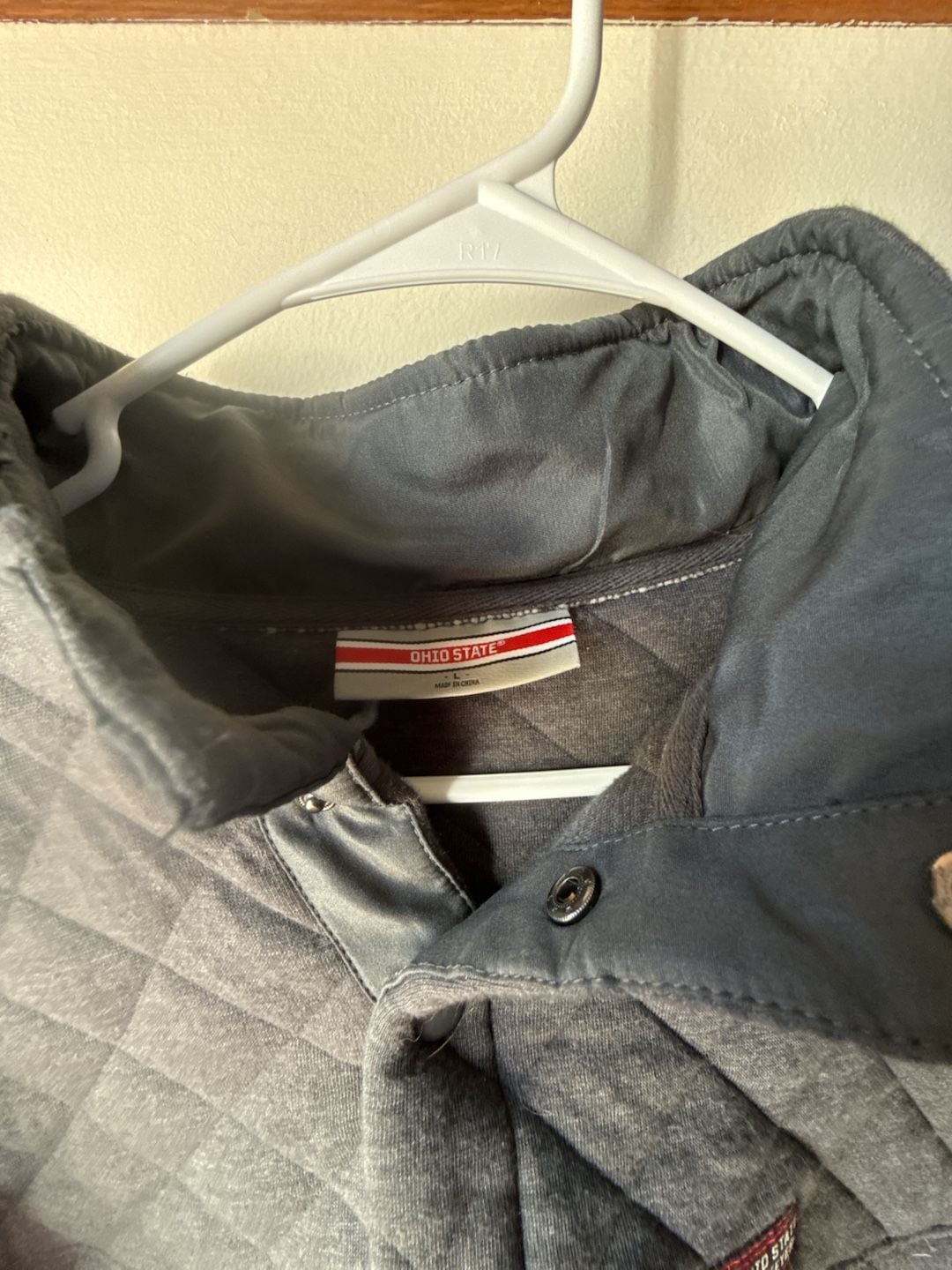 Ohio State Buckeyes Quilted Snap Pullover Size L Gray 3