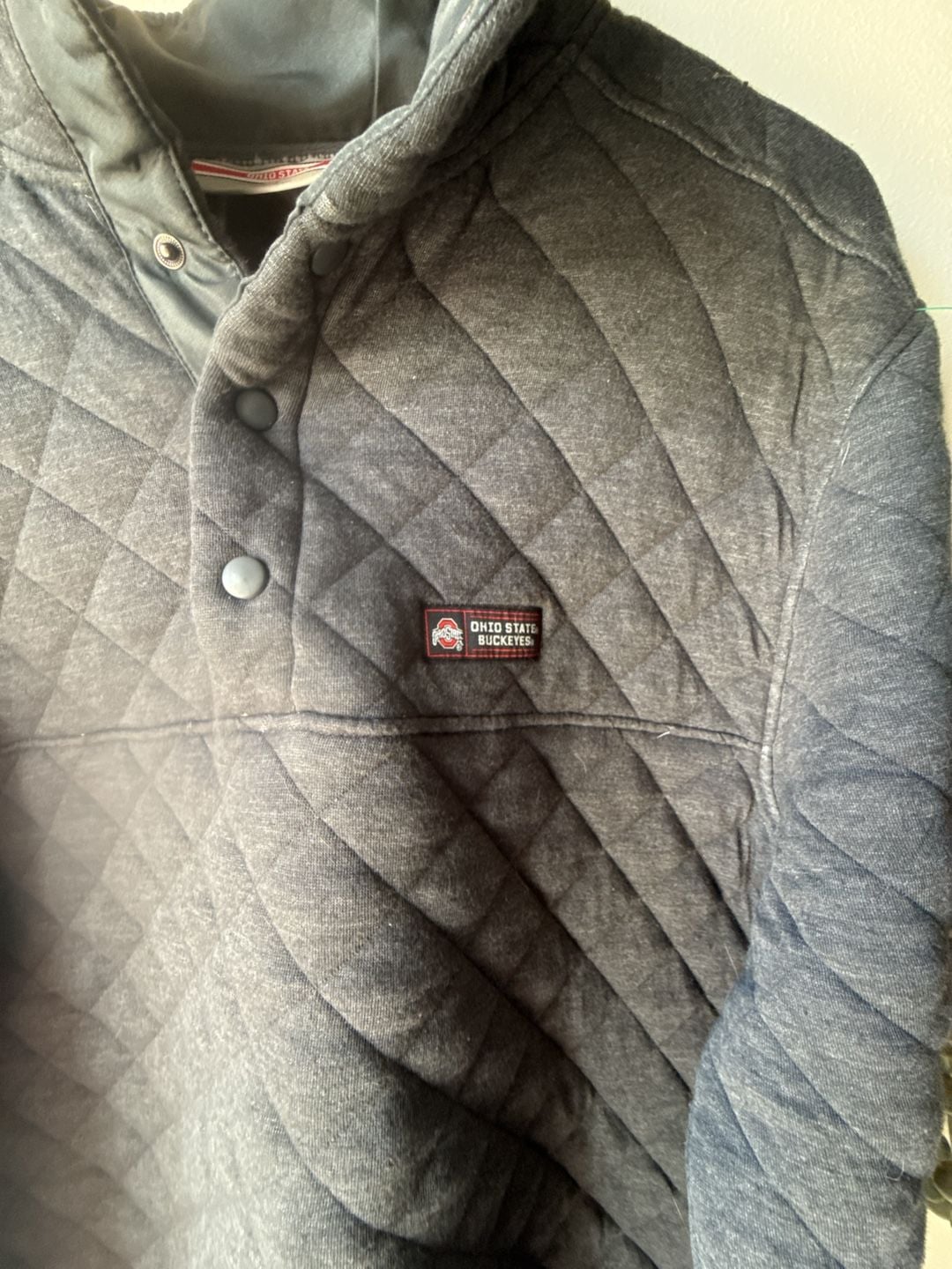 Ohio State Buckeyes Quilted Snap Pullover Size L Gray 4