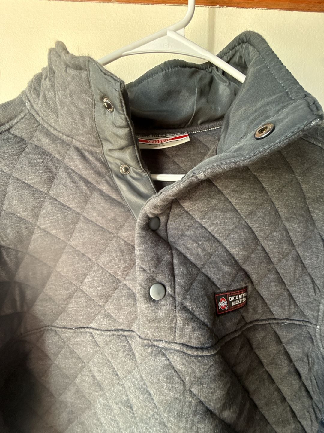 Ohio State Buckeyes Quilted Snap Pullover Size L Gray 5
