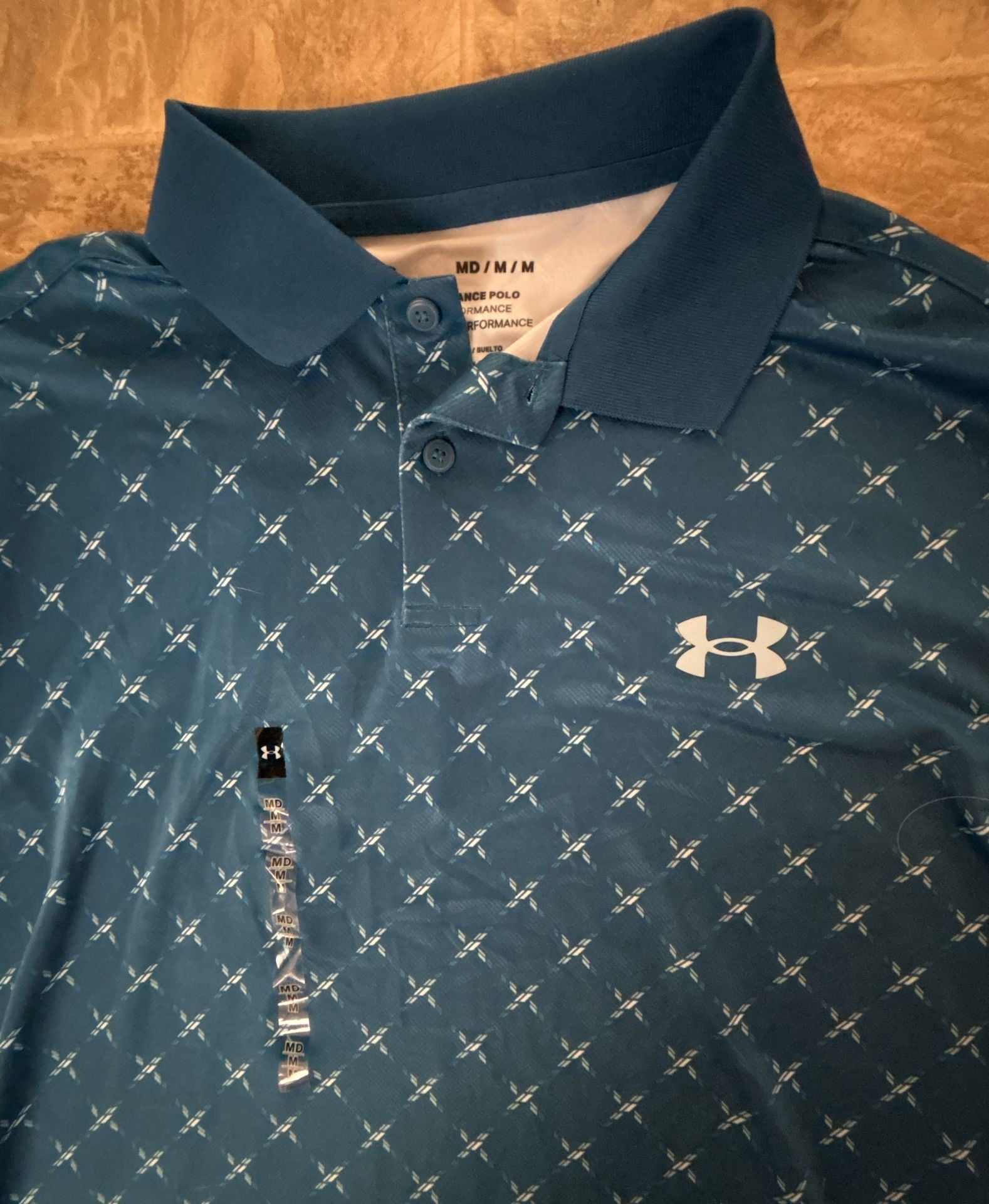 Under Armour Performance 3.0 Printed Polo Size MD Blue Novelty 3