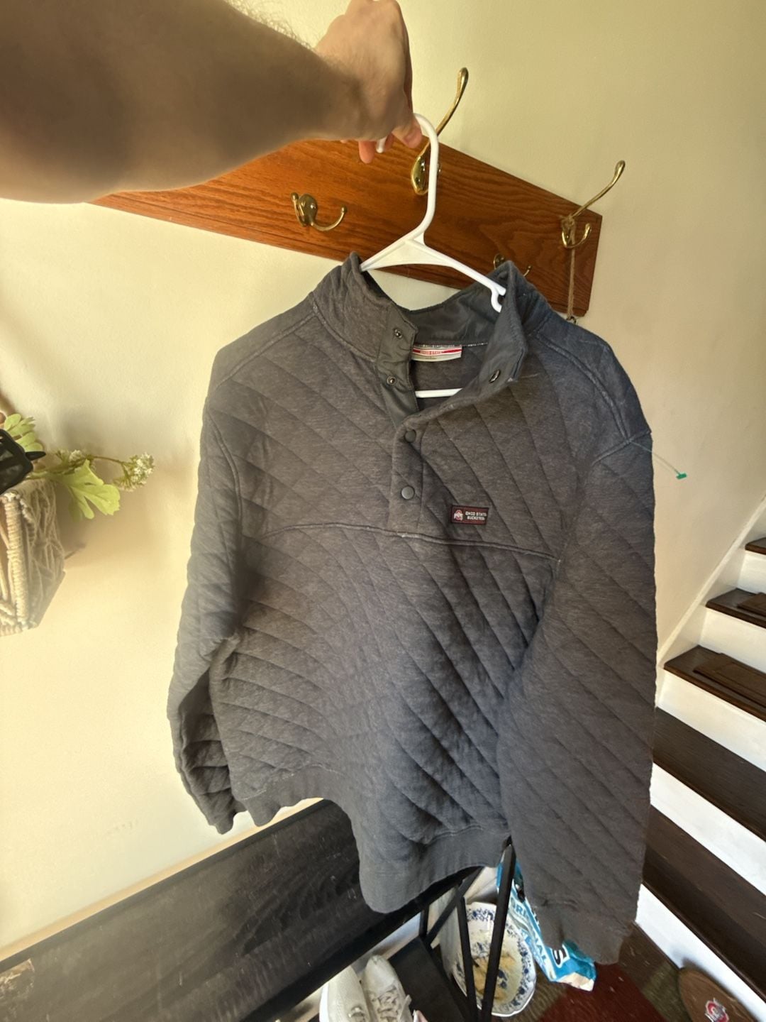 Ohio State Buckeyes Quilted Snap Pullover Size L Gray 6