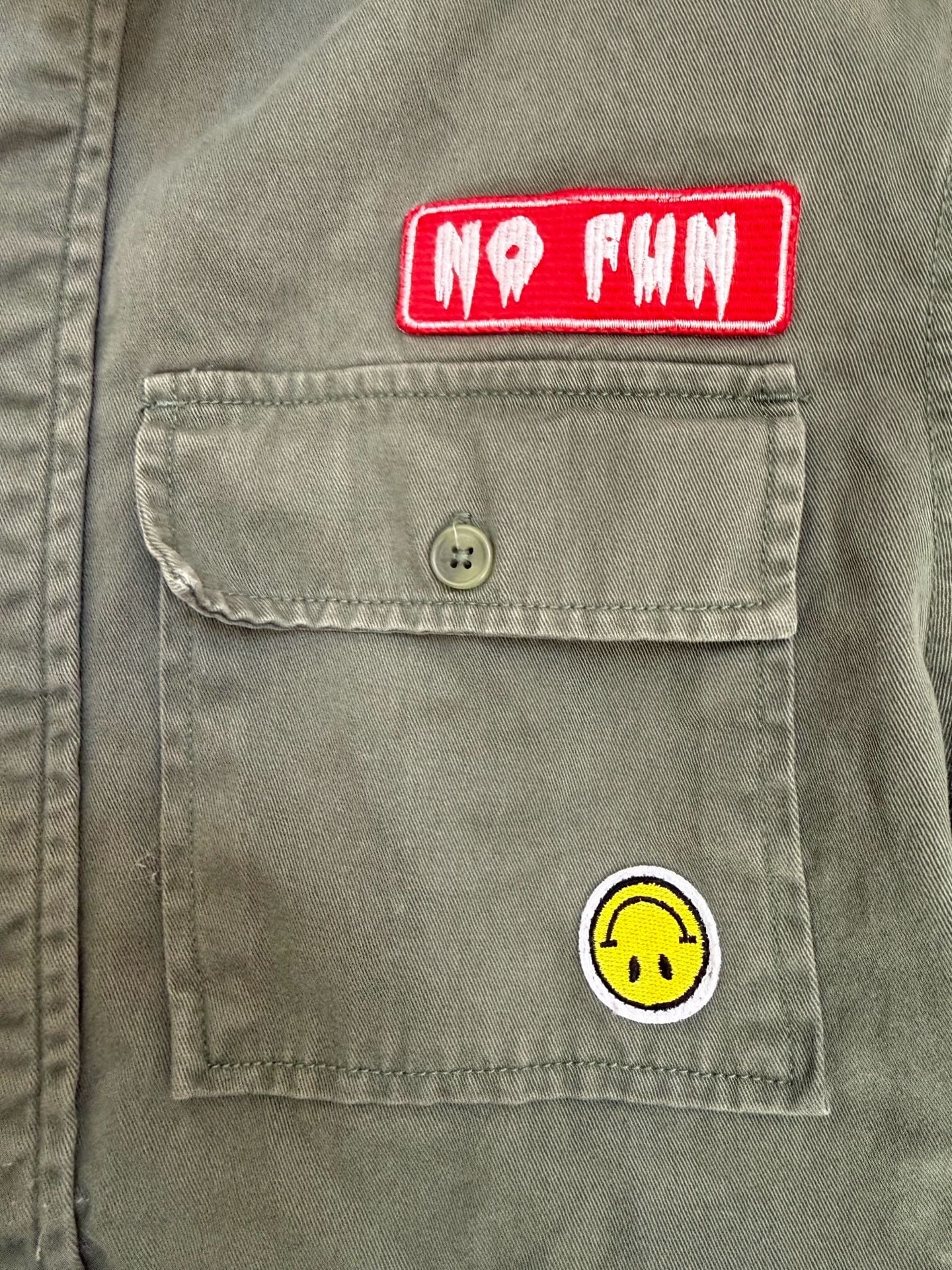 PacSun Military Utility Jacket Size M Olive Green Patches Boxy Fit 5