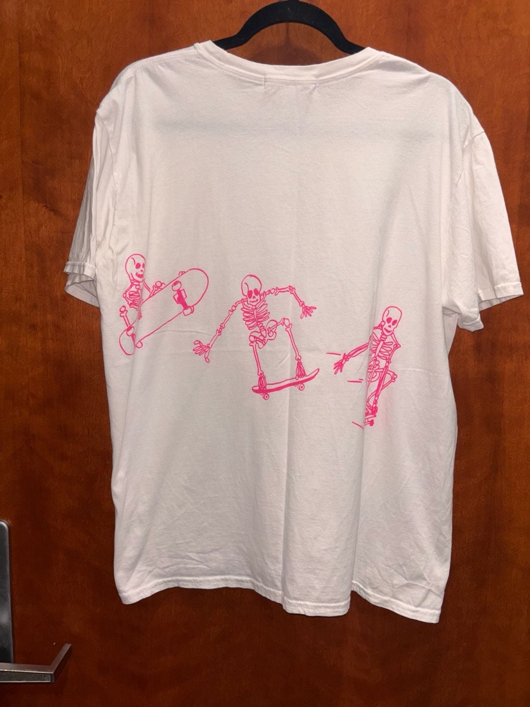 Project Social T Skeleton Skateboard T-Shirt One Size White Graphic Tee 3
