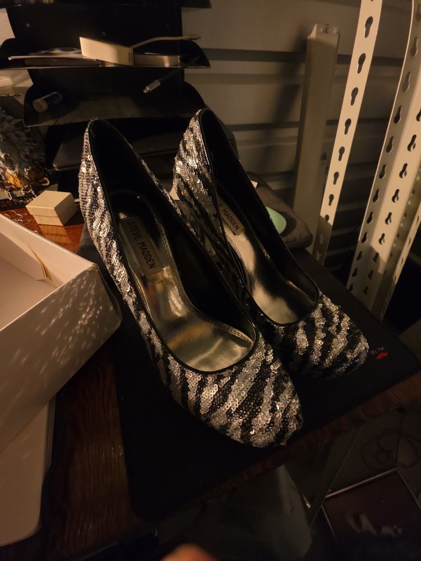 Steve Madden Bliss Zebra Sequin Heels Size 9 Multi Color Pumps 4