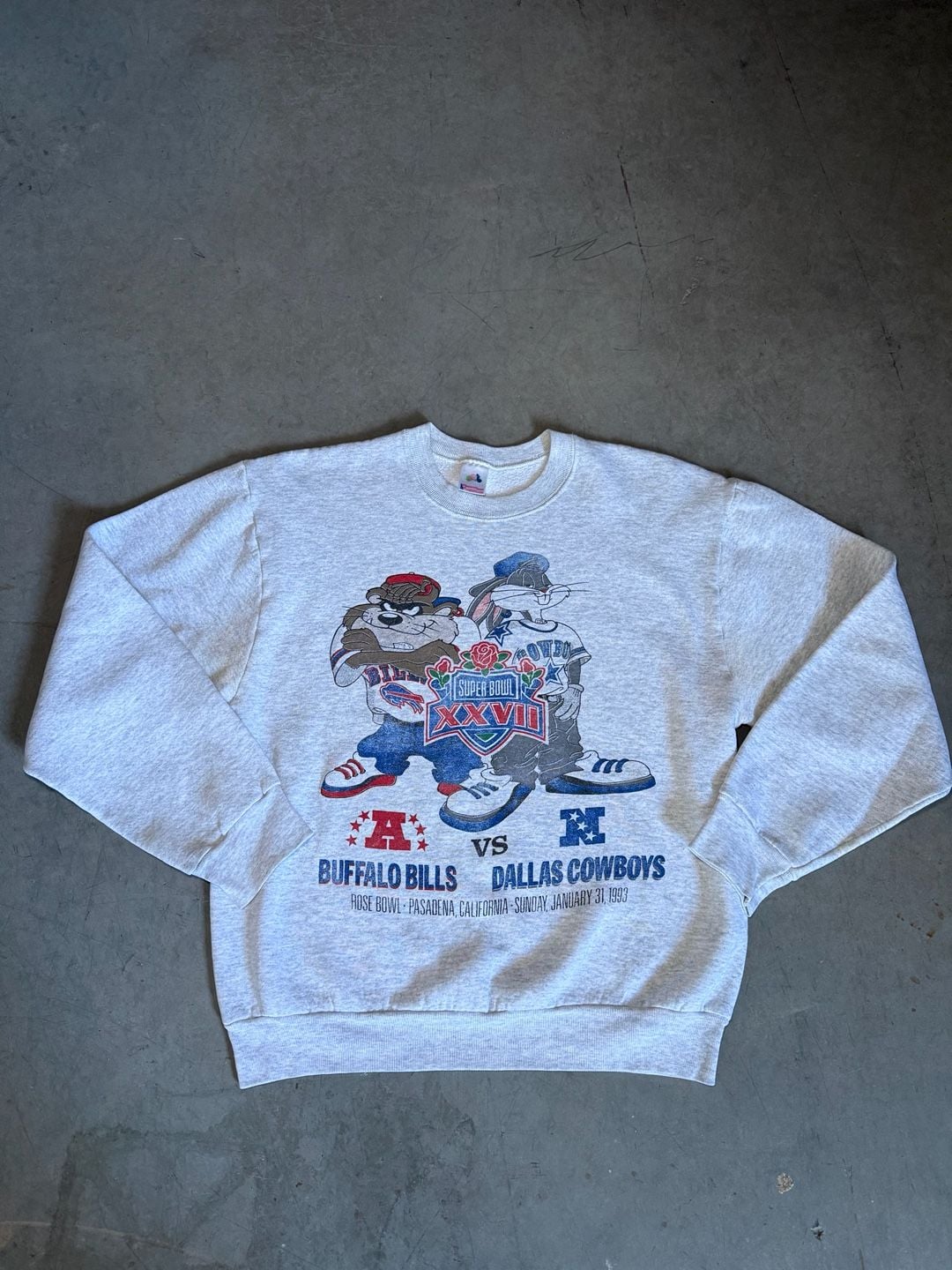 90s Fruit Of The Loom Buffalo Bills Super Bowl Sweatshirt Grey 1
