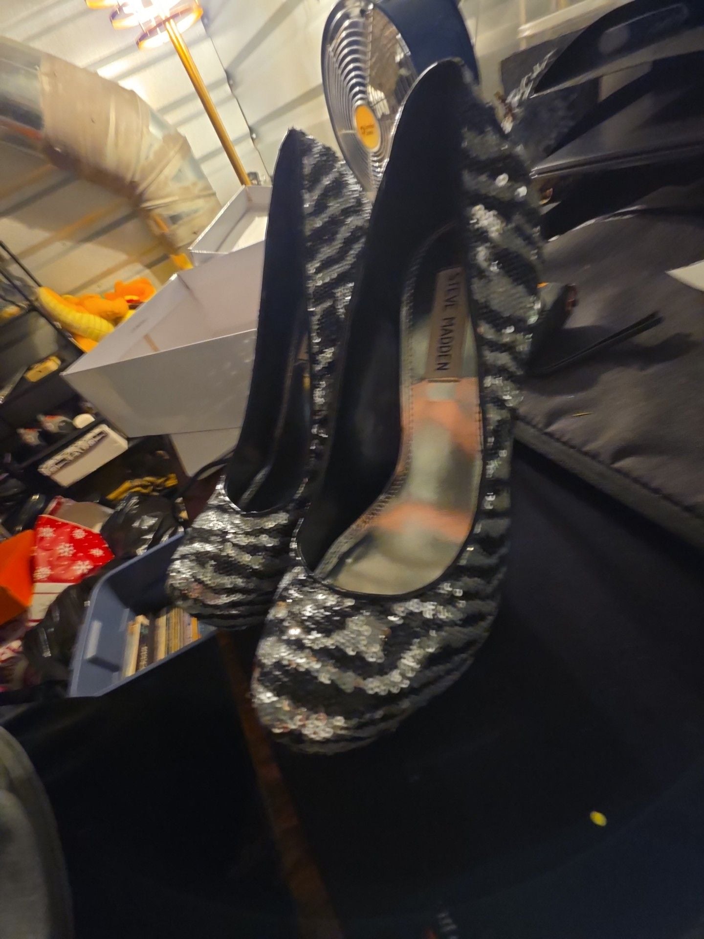 Steve Madden Bliss Zebra Sequin Heels Size 9 Multi Color Pumps 5