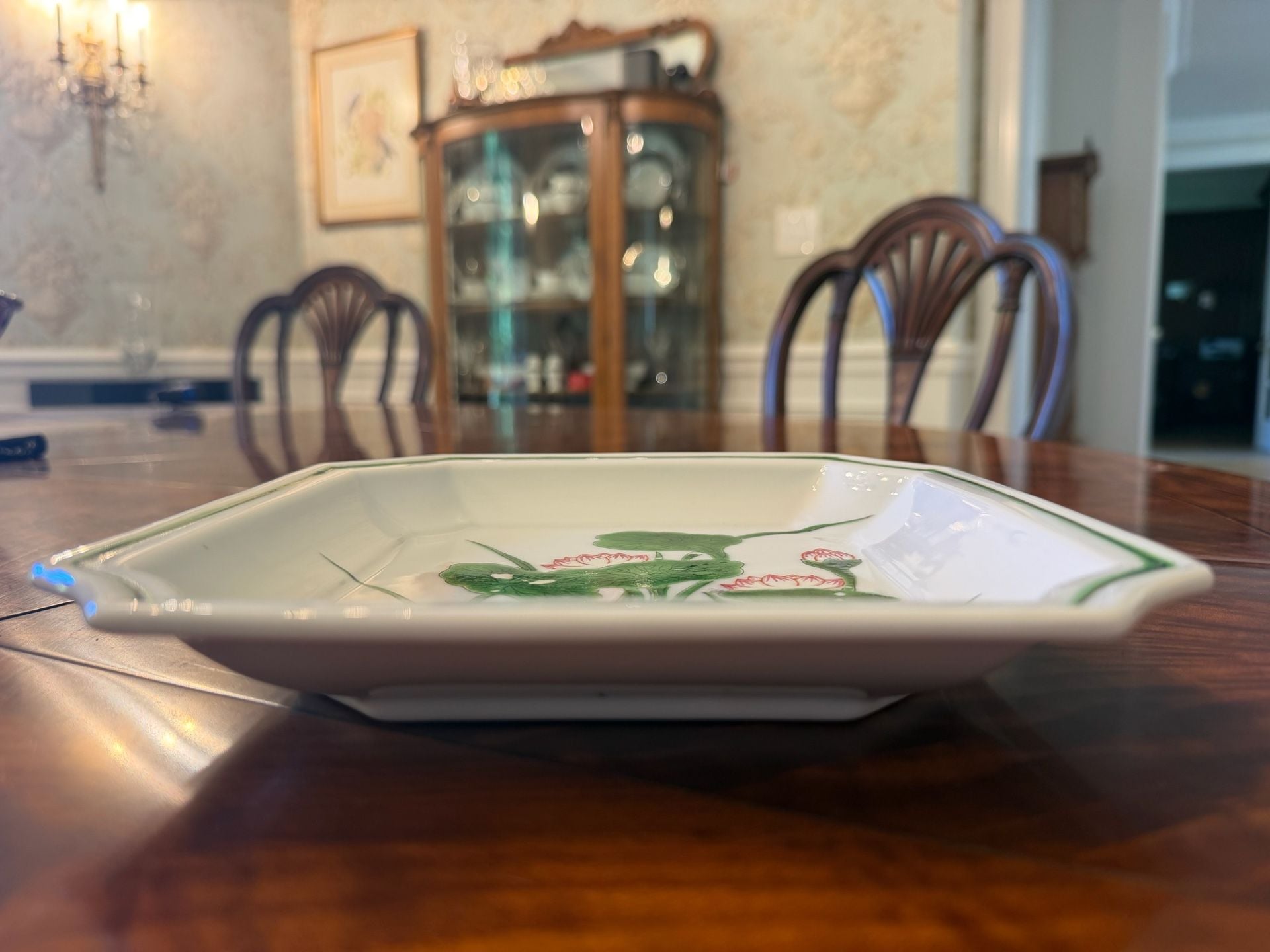 Andrea By Sadek Lotus Plate Size 8x8 White Porcelain Floral 8716 4