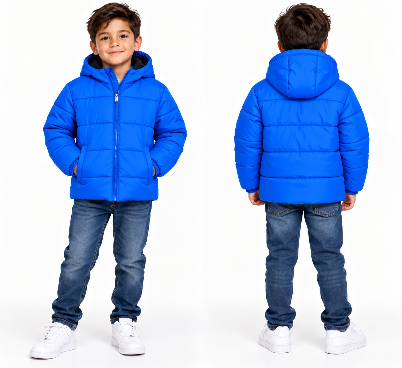 Swiss Tech Puffer Jacket Size XS (4-5) Blue Hooded Coat 2