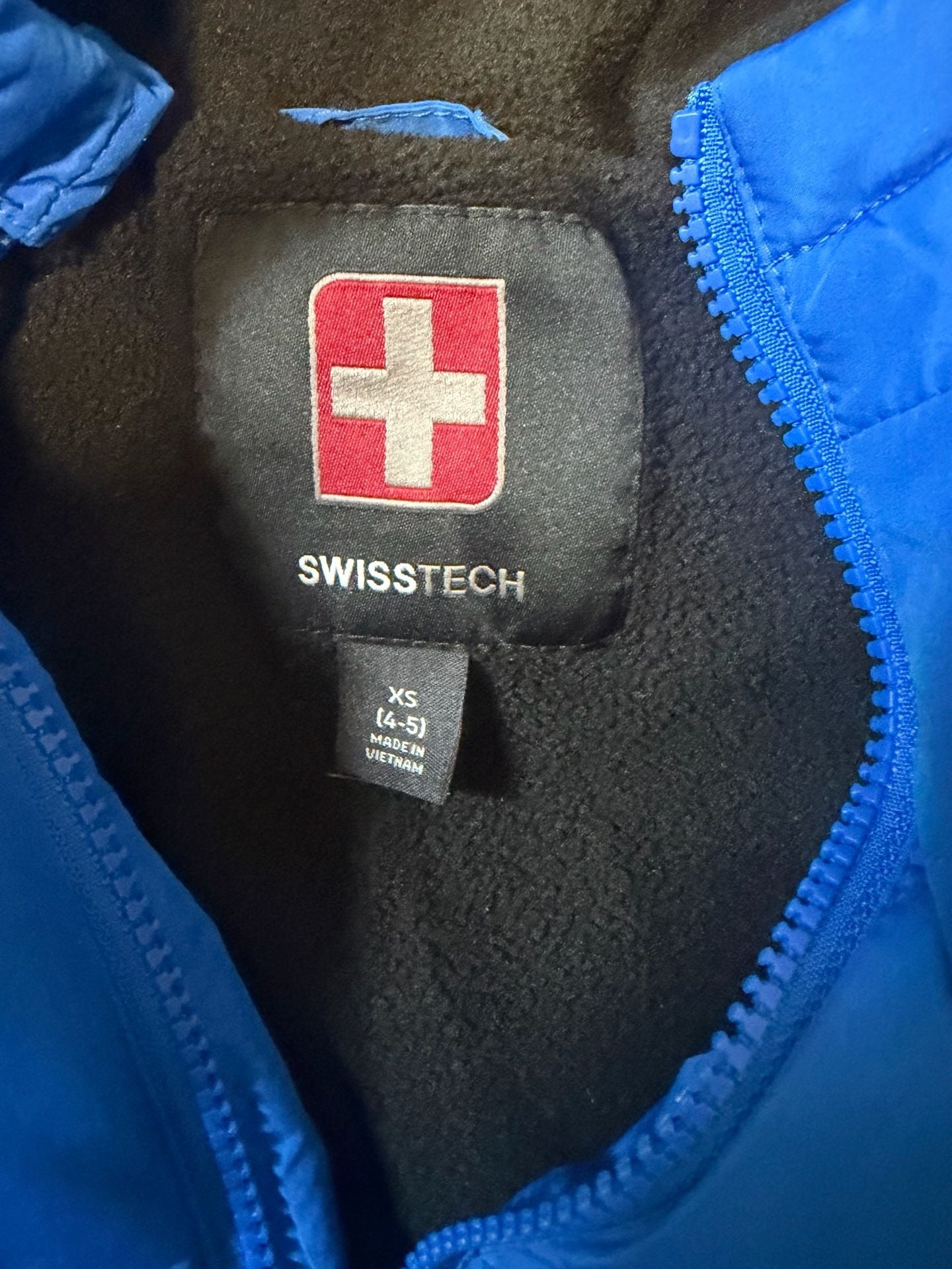 Swiss Tech Puffer Jacket Size XS (4-5) Blue Hooded Coat 5