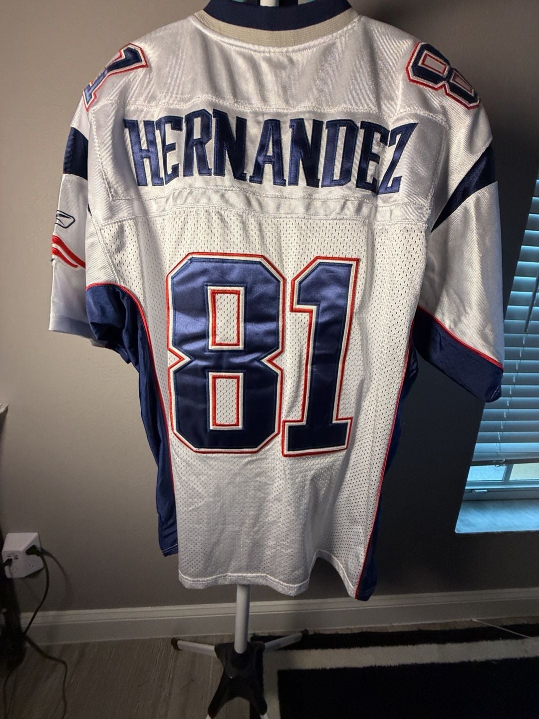 Reebok NFL Patriots Aaron Hernandez 81 Super Bowl XLVI Jersey Size 52 White 13